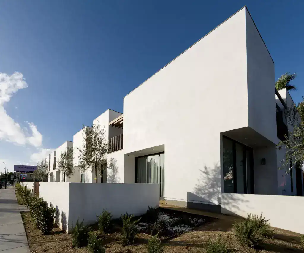 Modern residential townhouses.